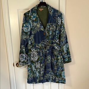 April Cornell Green and Blue floral Jacket